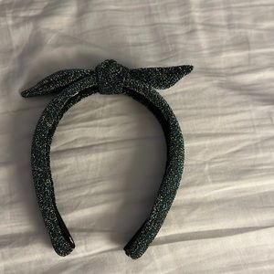 Lele Sadoughi green sparkle top bow headband